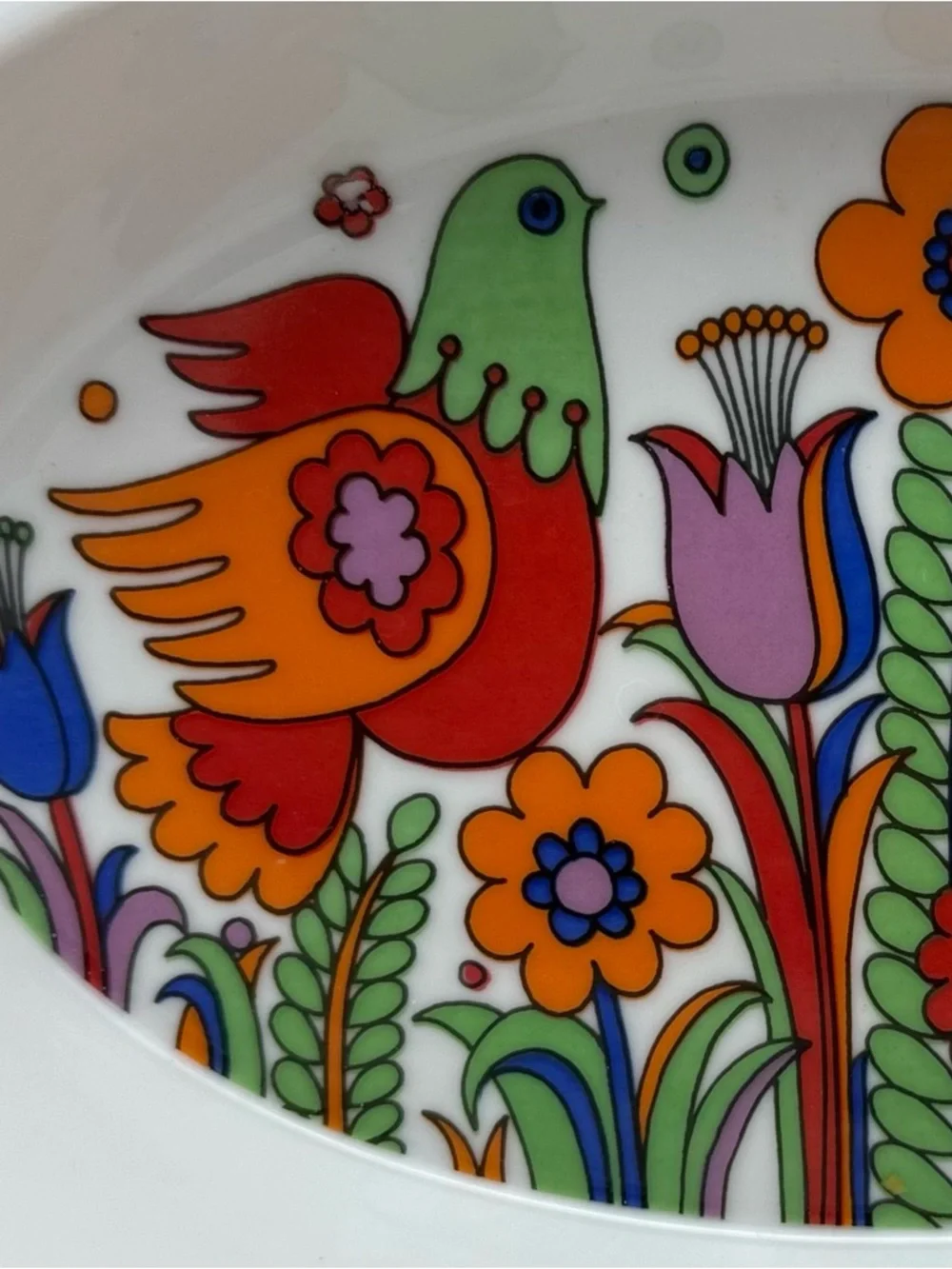 Royal Crown Paradise Porcelain Casserole Dish Birds Floral VTG 33-696 Ovenware